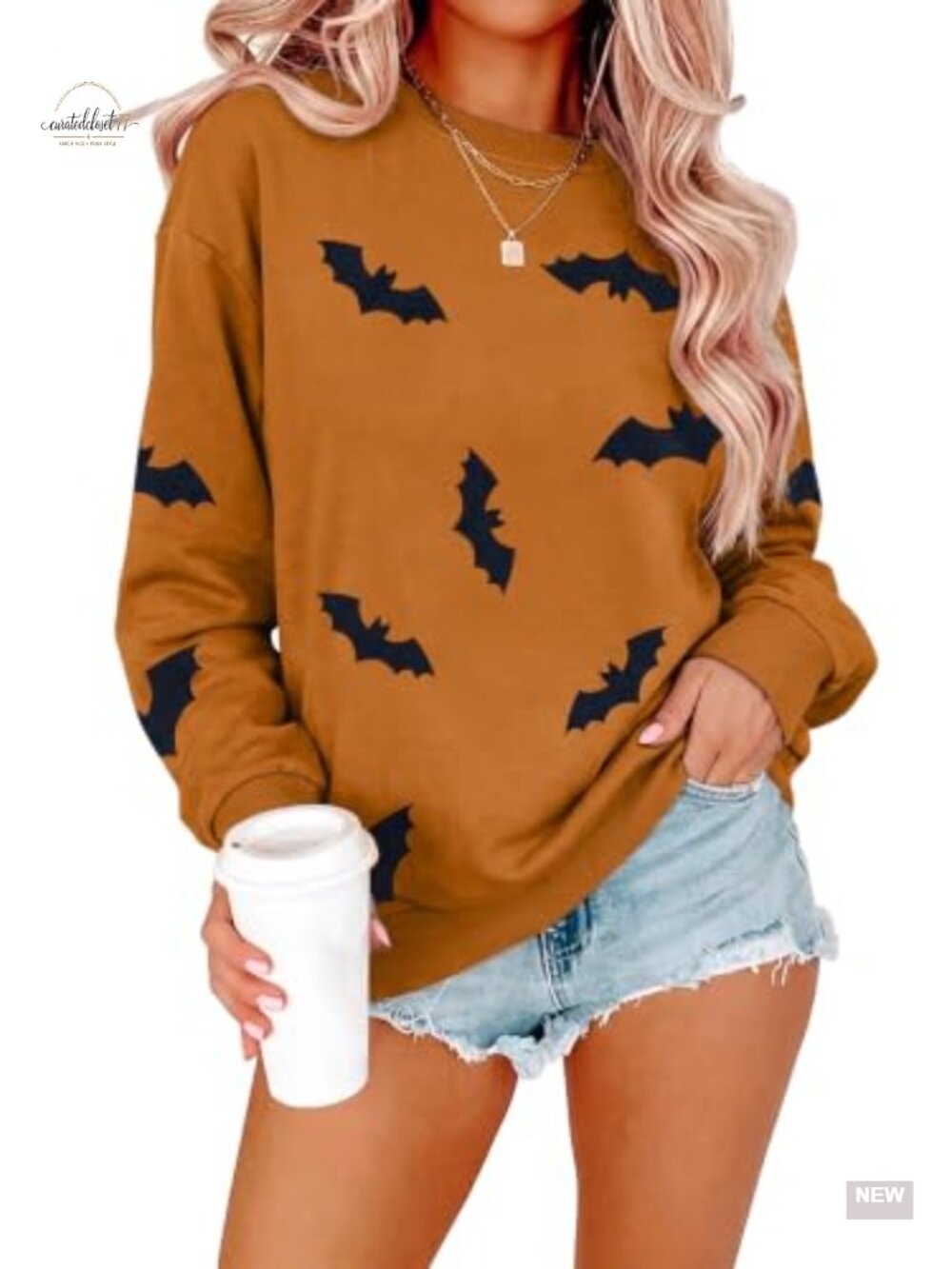 Cute Ghost Coffee Sweatshirt Crewneck Pullover Halloween Fall Women